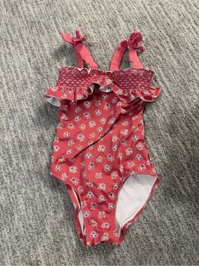 Coconuts by Matisse Girls Coral Pink Floral One-Piece Swimsuit